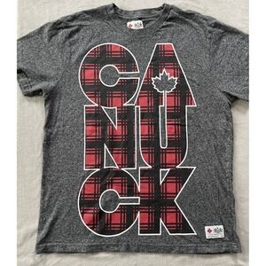 2010 Hudson's Bay Mens M T-Shirt Grey Olympic Team Canada Canuck Plaid Graphic